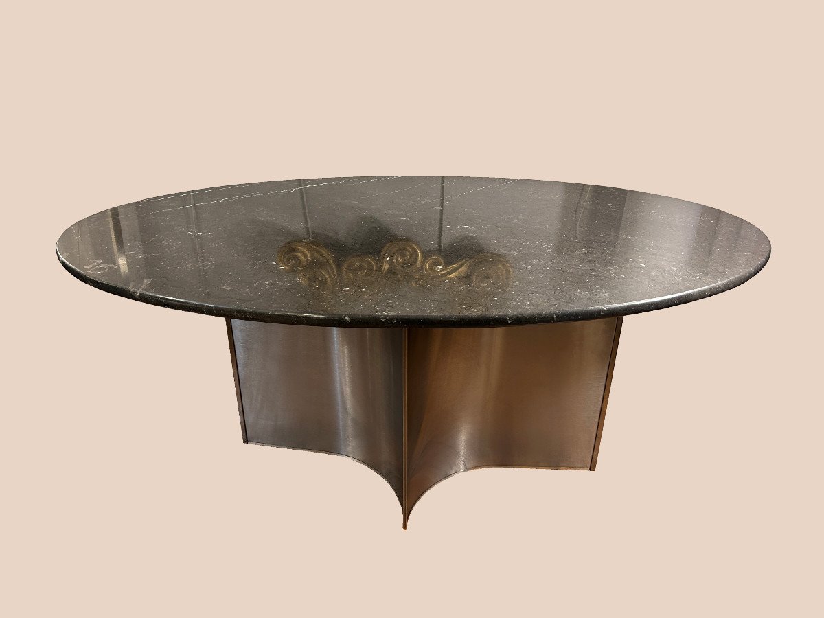 Uginox 1970 Black Marble Top Oval Table