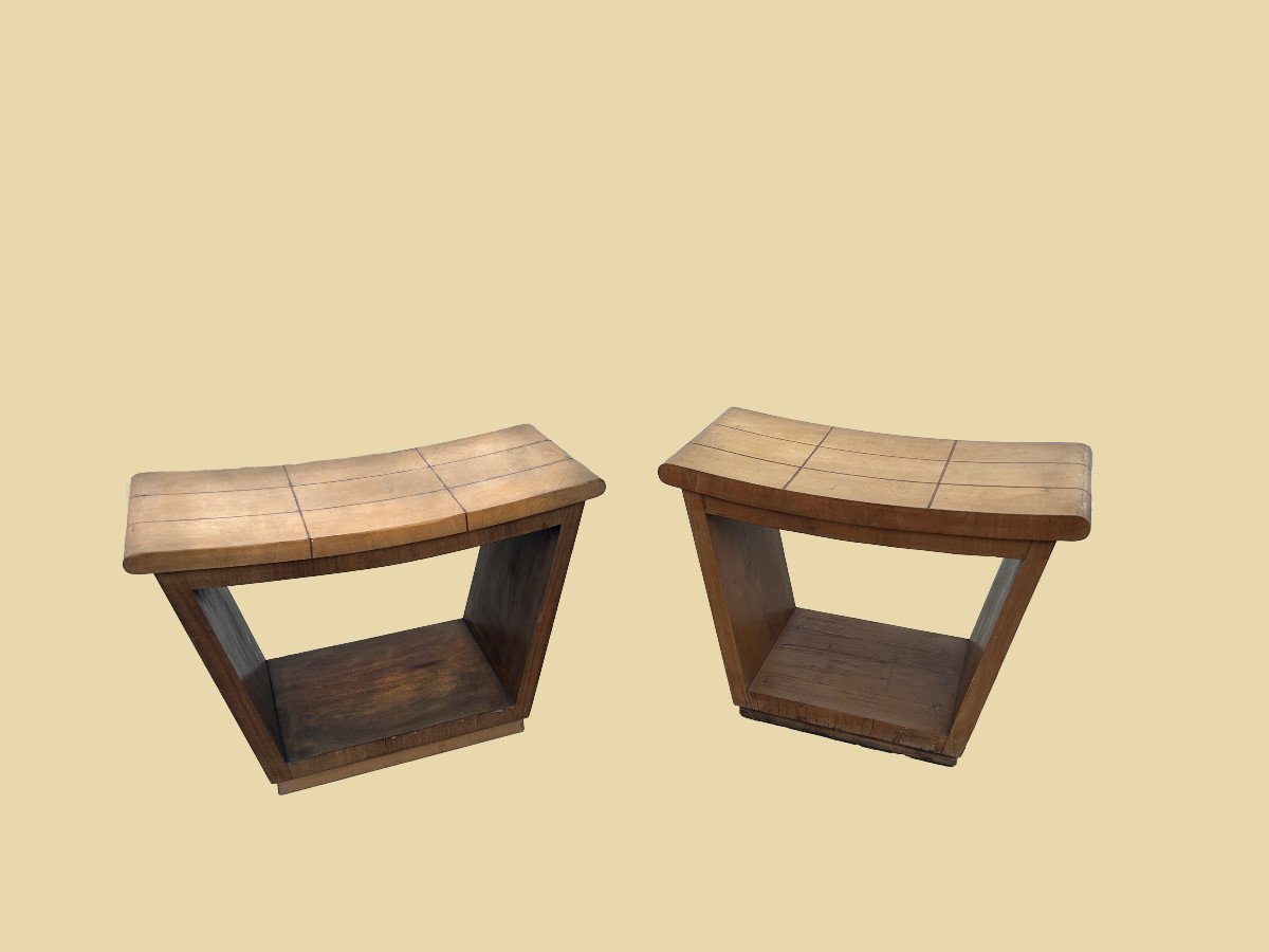 Pair Of Borsani Wooden Stools-photo-2