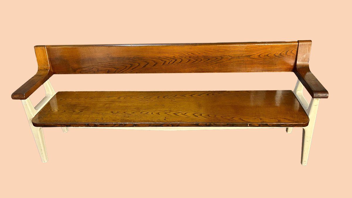 Oak Bench, Circa 1940-photo-2