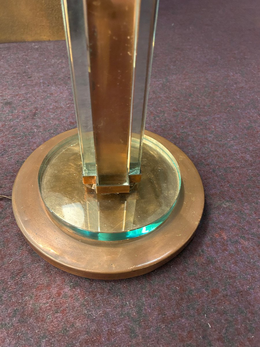 Copper And Glass Floor Lamp, Circa 1940-photo-3