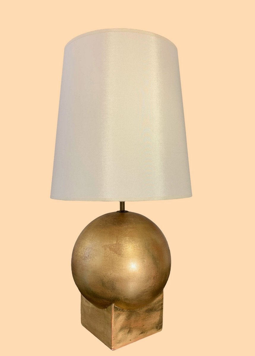 Lampe dorée en plâtre, circa 1940