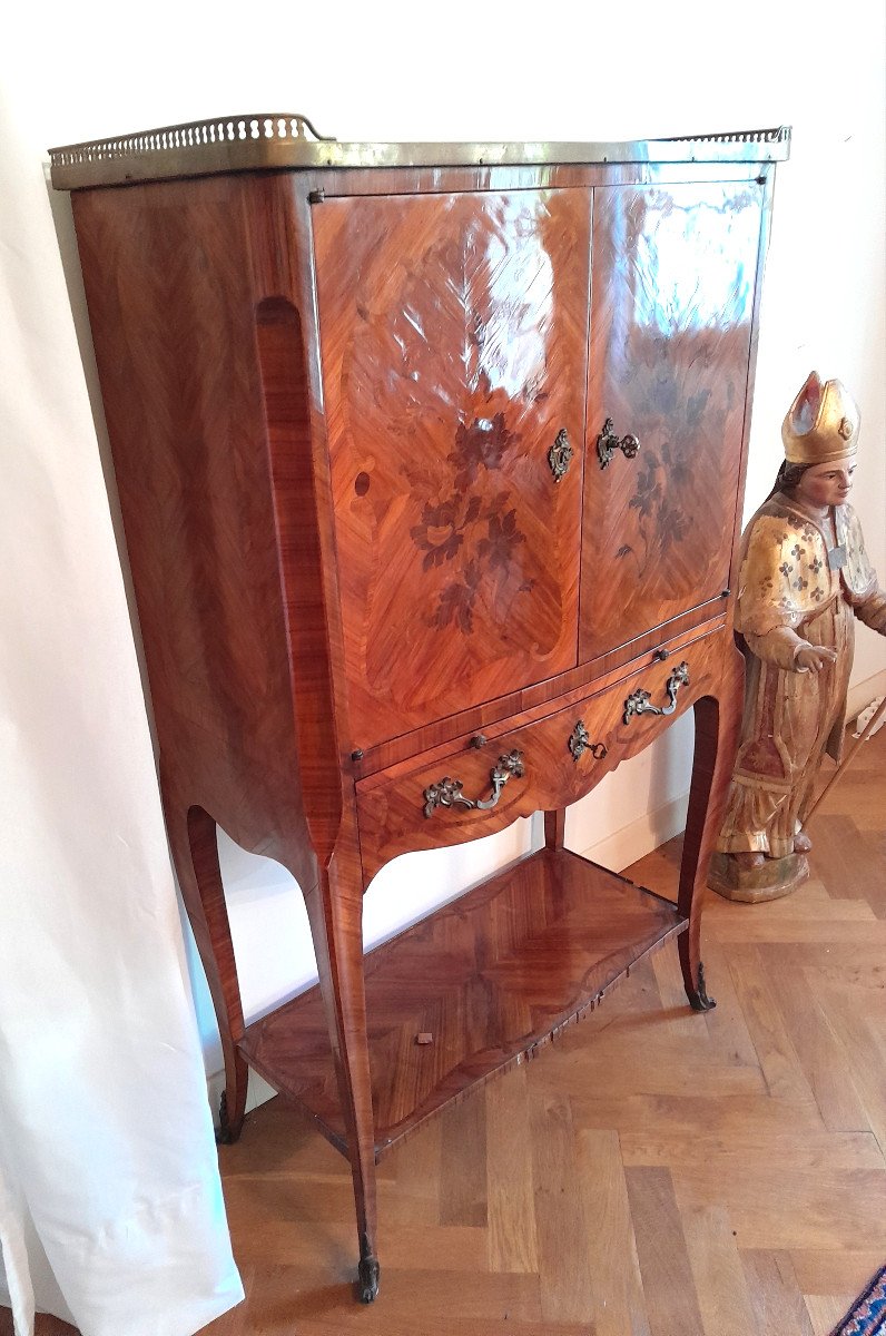 Louis XV Style Secretaire In Marquetry. XIXth Century-photo-1