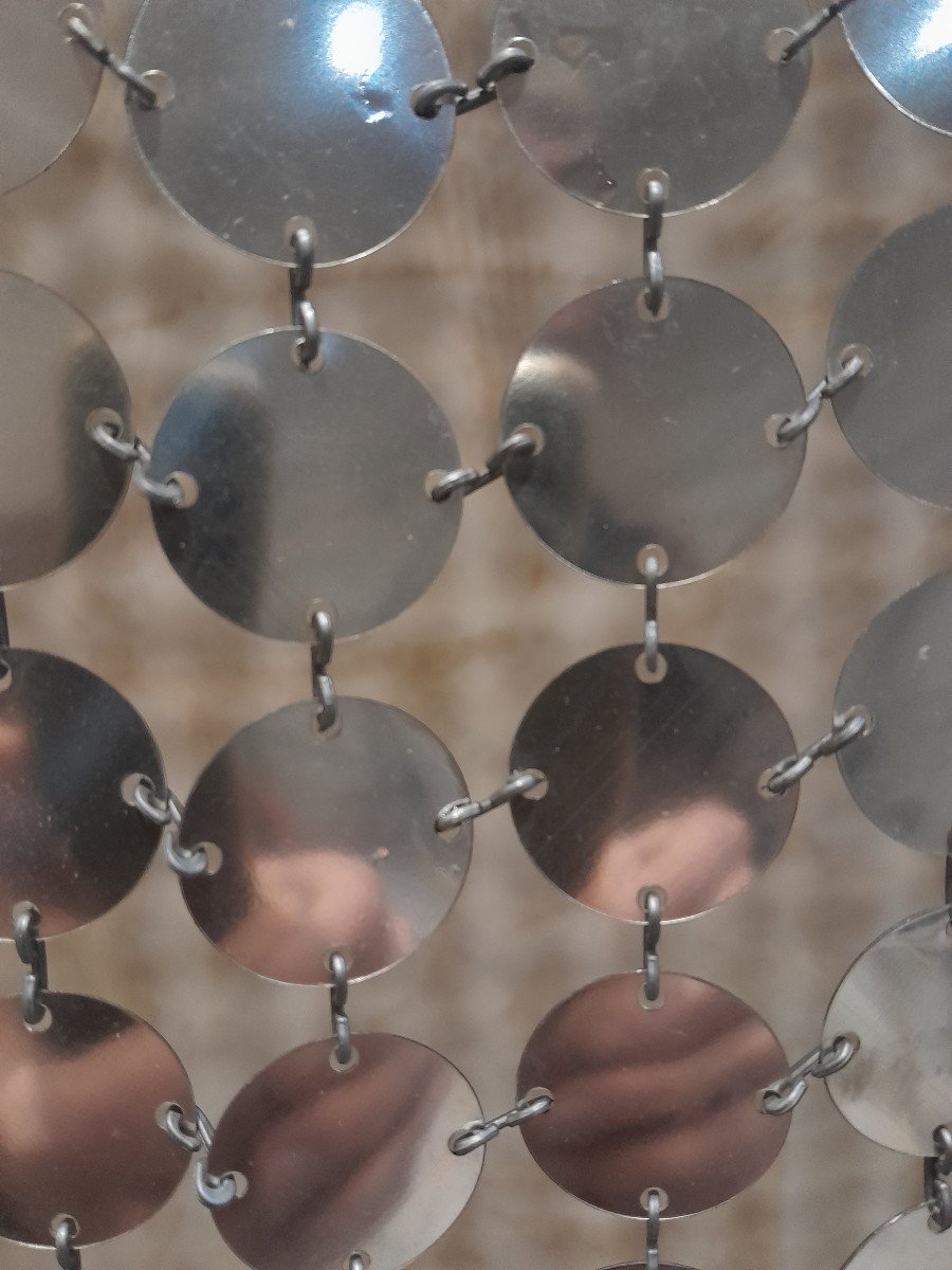 Paco Rabanne: Pair Of Space Curtains Made Of Plasticized Aluminum Discs.-photo-5