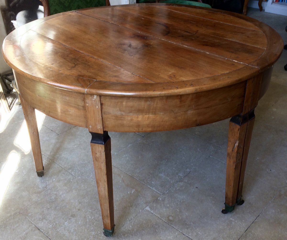 Round Table With Walnut Extensions From Directoire Period-photo-4