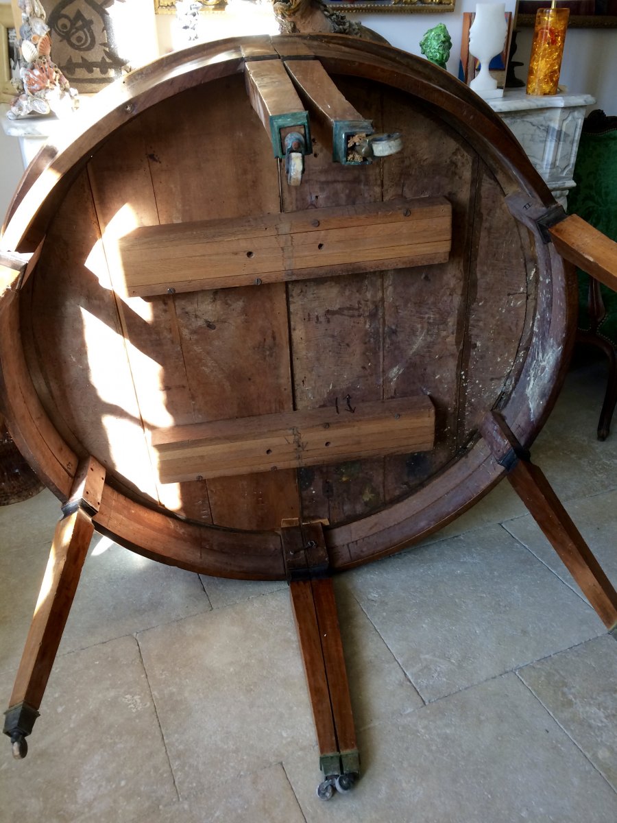 Round Table With Walnut Extensions From Directoire Period-photo-2