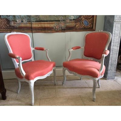 Pair Of Armchairs In Louis XV Cabriolet