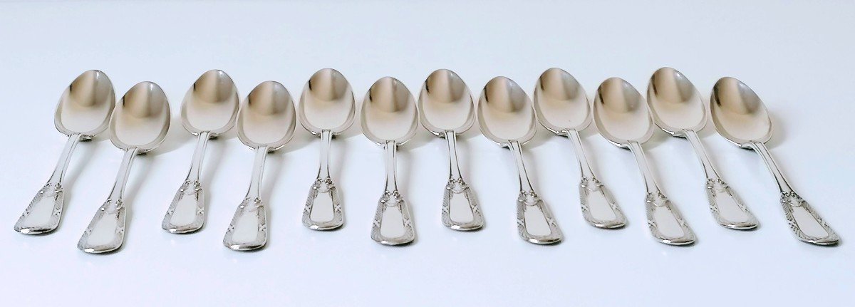 Twelve Solid Silver Teaspoons-photo-3