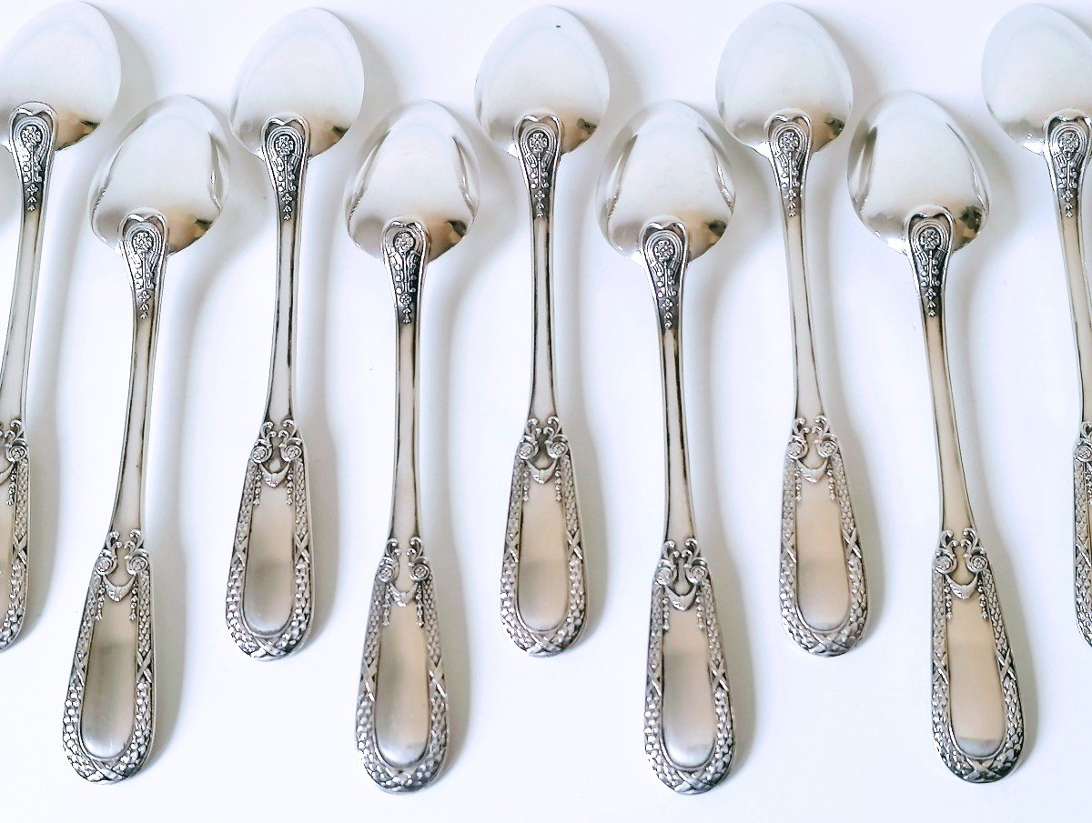 Twelve Solid Silver Teaspoons-photo-2