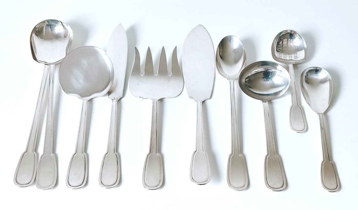 Art Deco Cutlery Set In Solid Silver 175 Pieces -photo-6