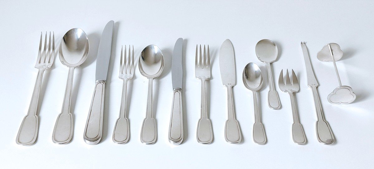 Art Deco Cutlery Set In Solid Silver 175 Pieces 