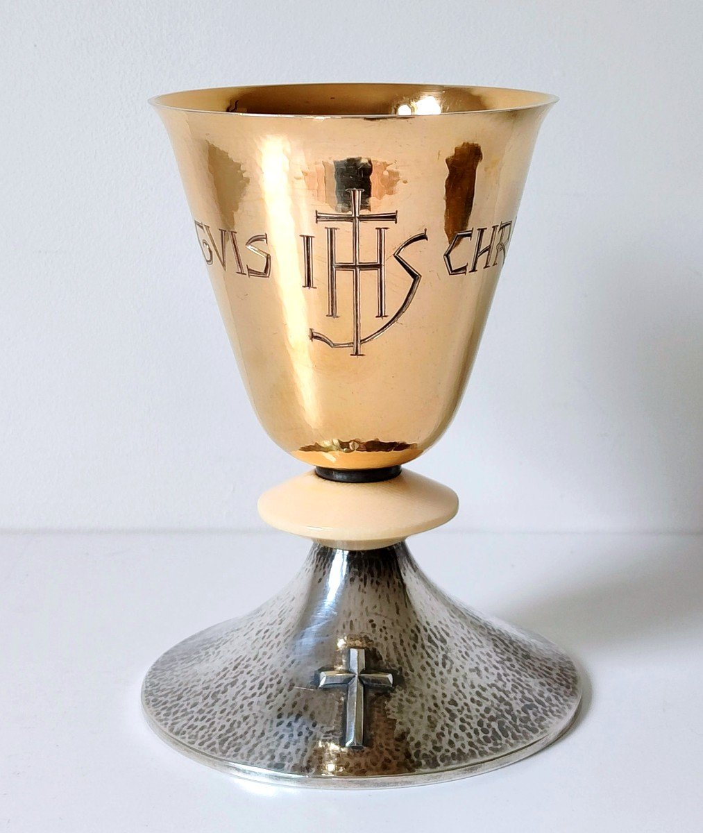 Sterling Silver Hand Hammered Chalice With Paten 