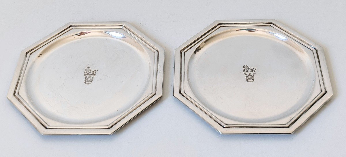 Five Art Deco Coasters In Solid Silver -photo-4