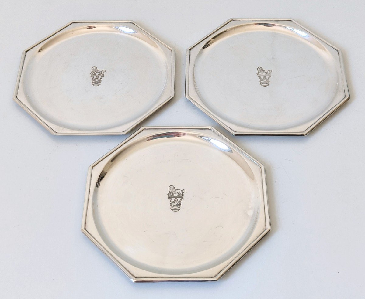 Five Art Deco Coasters In Solid Silver -photo-3