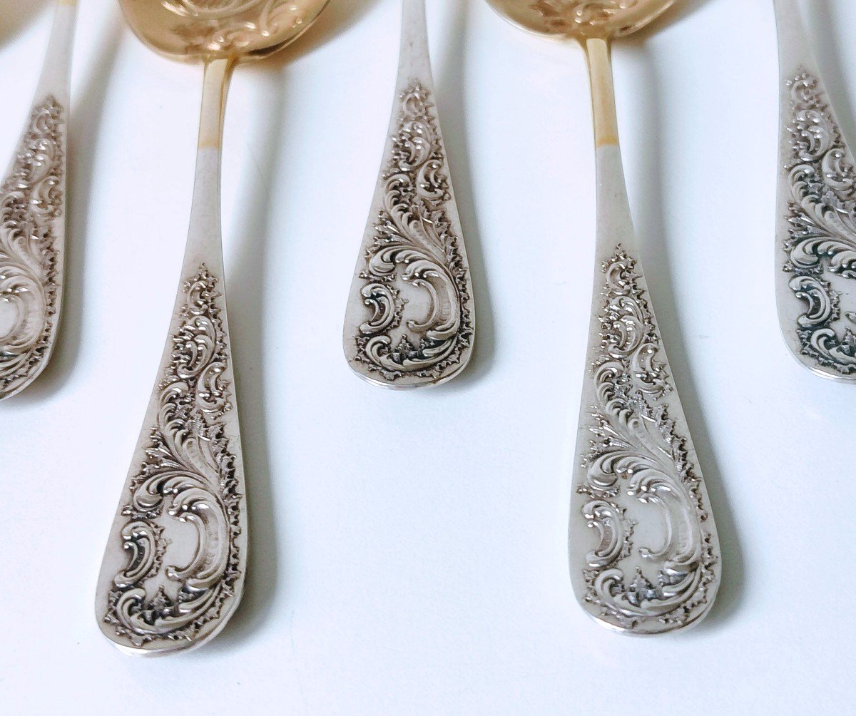 Twelve Ice Cream Spoons With Ice Cream Server In Solid Silver -photo-2