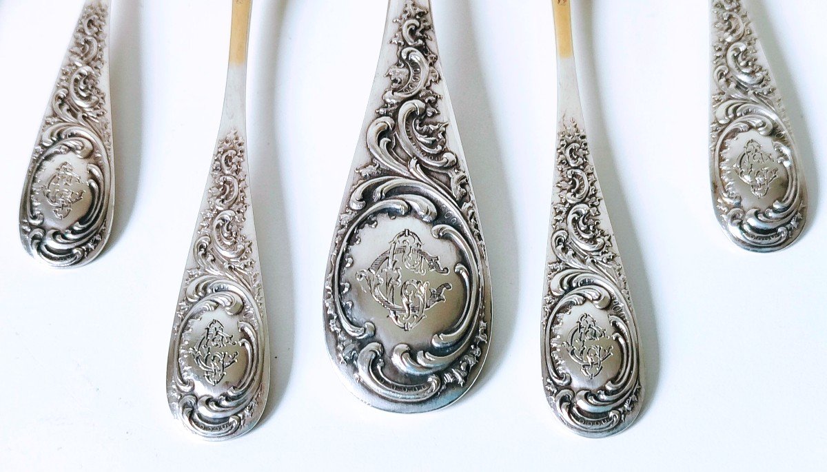 Twelve Ice Cream Spoons With Ice Cream Server In Solid Silver -photo-3