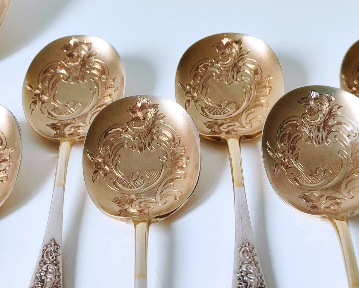 Twelve Ice Cream Spoons With Ice Cream Server In Solid Silver -photo-5