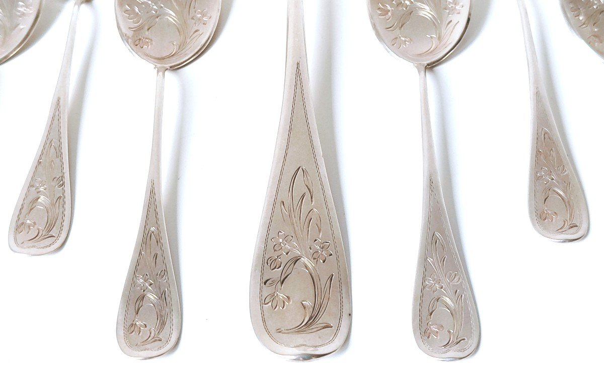 Ten Ice Cream Spoons With Ice Cream Server In Solid Silver -photo-3