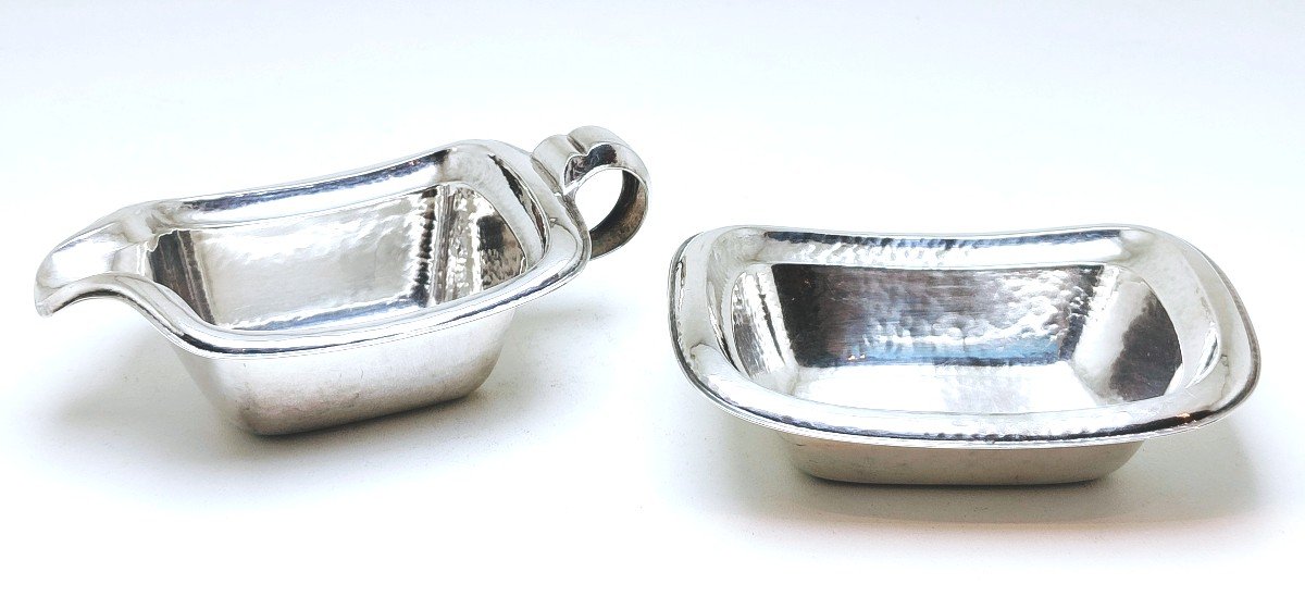 Hammered Solid Silver Milk Jug And Sugar Bowl -photo-2