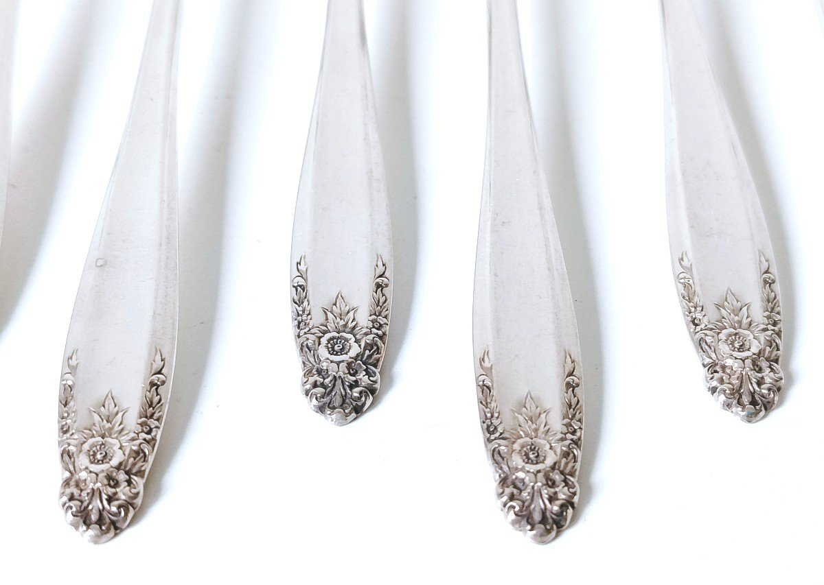 Twelve Solid Silver Seafood Forks -photo-3