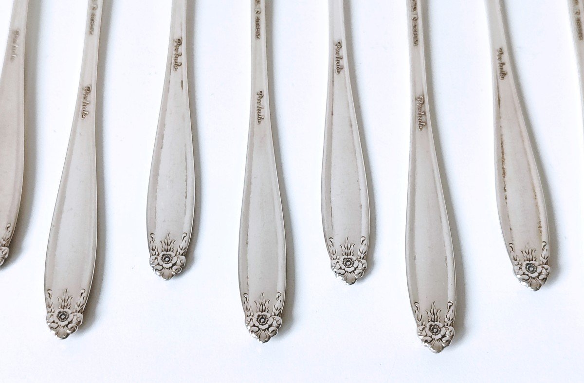 Twelve Solid Silver Seafood Forks -photo-1