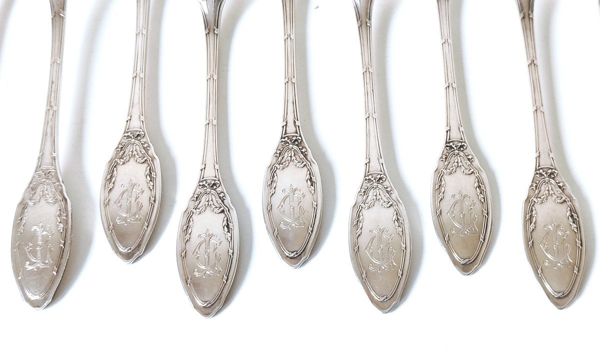 Twelve Solid Silver Cake Forks -photo-1