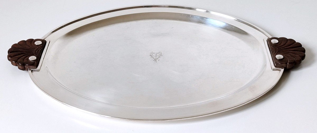 Plateau art deco en argent massif Wolfers 