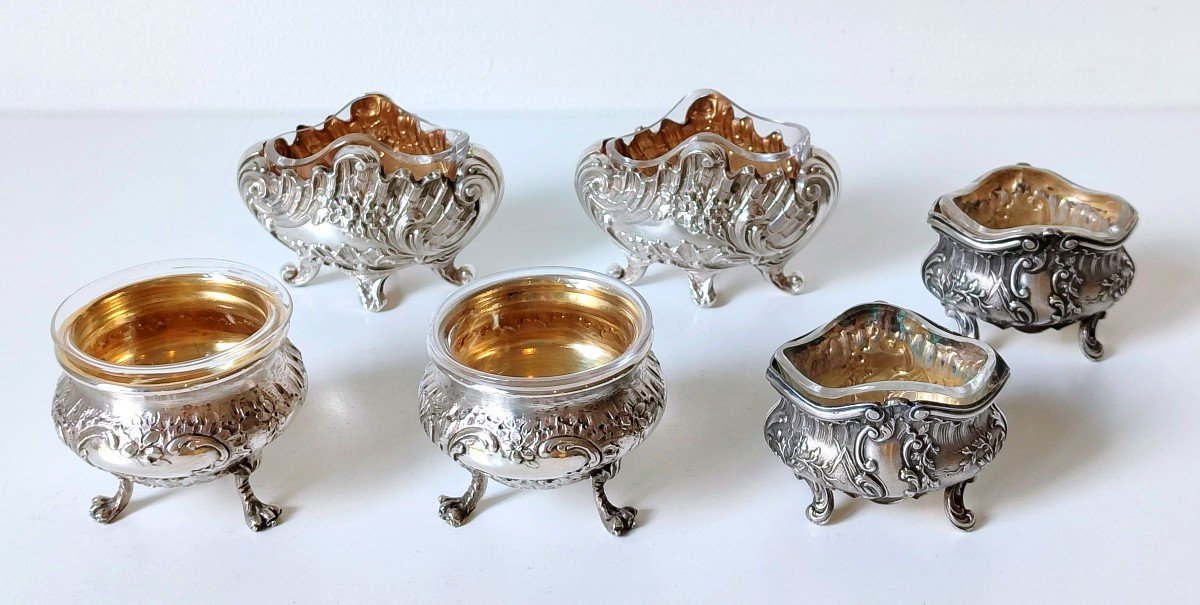 Six Solid Silver Salt Shakers 