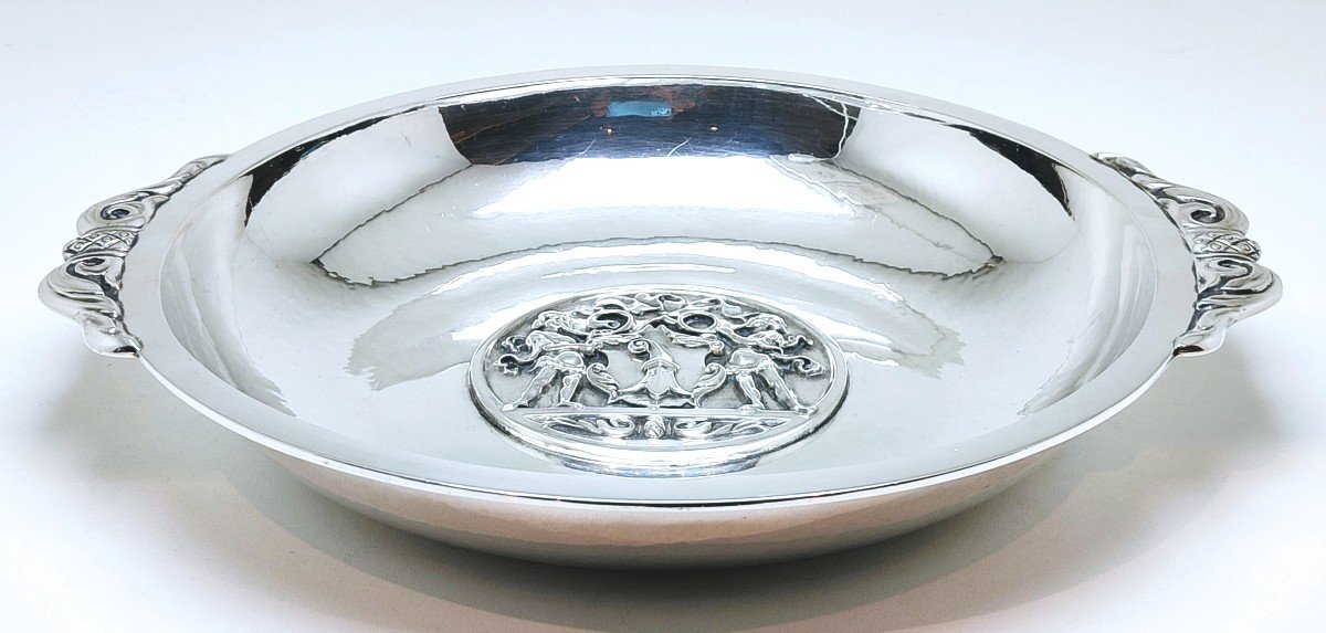 Coupe art deco en argent massif martelé -photo-2