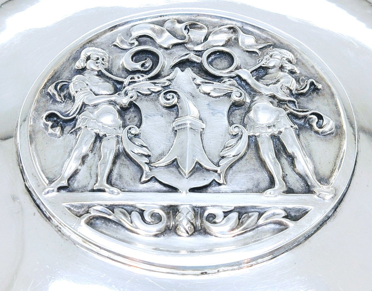 Coupe art deco en argent massif martelé -photo-1