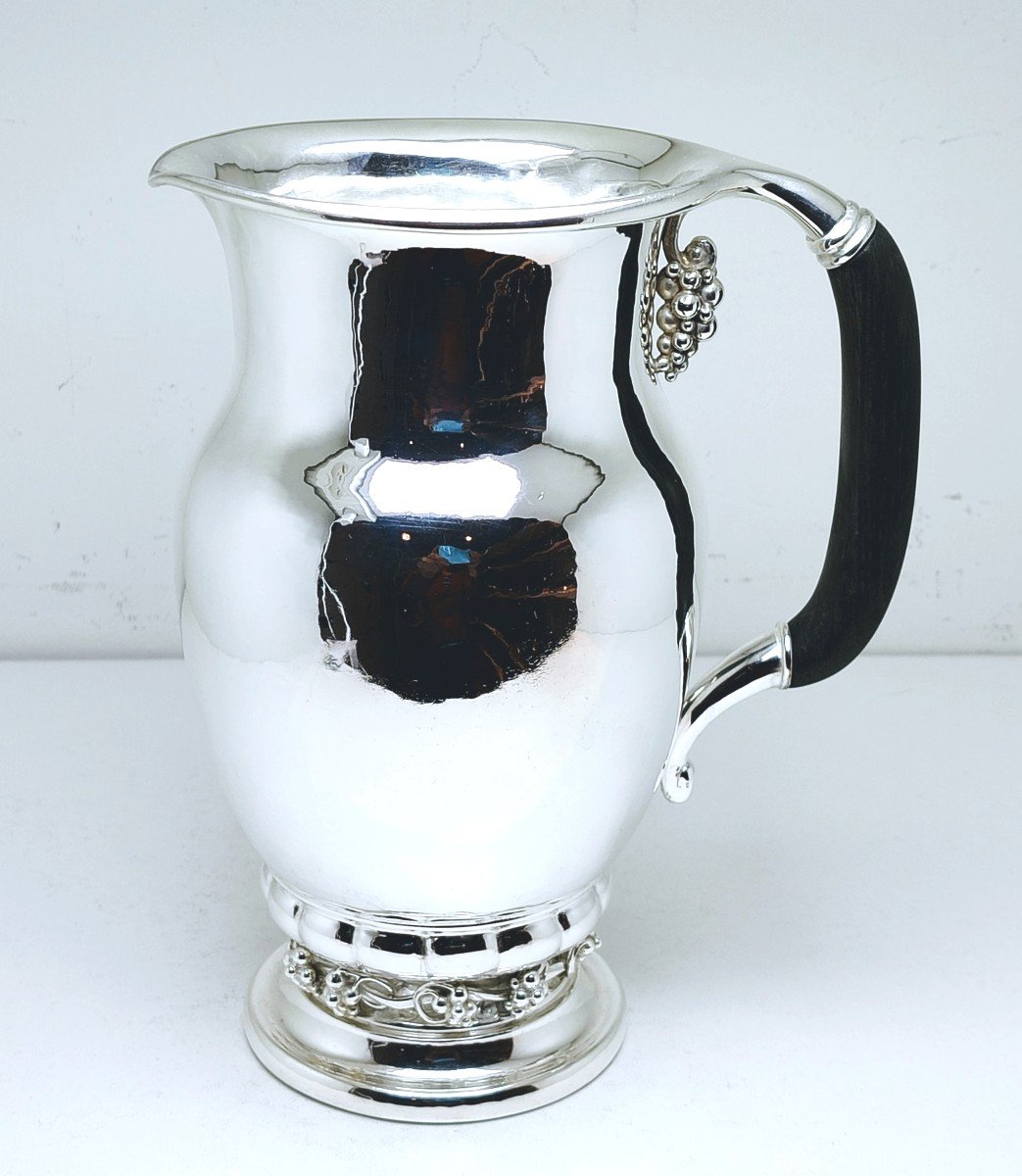 Large Georg Jensen Hammered Solid Silver Pitcher 