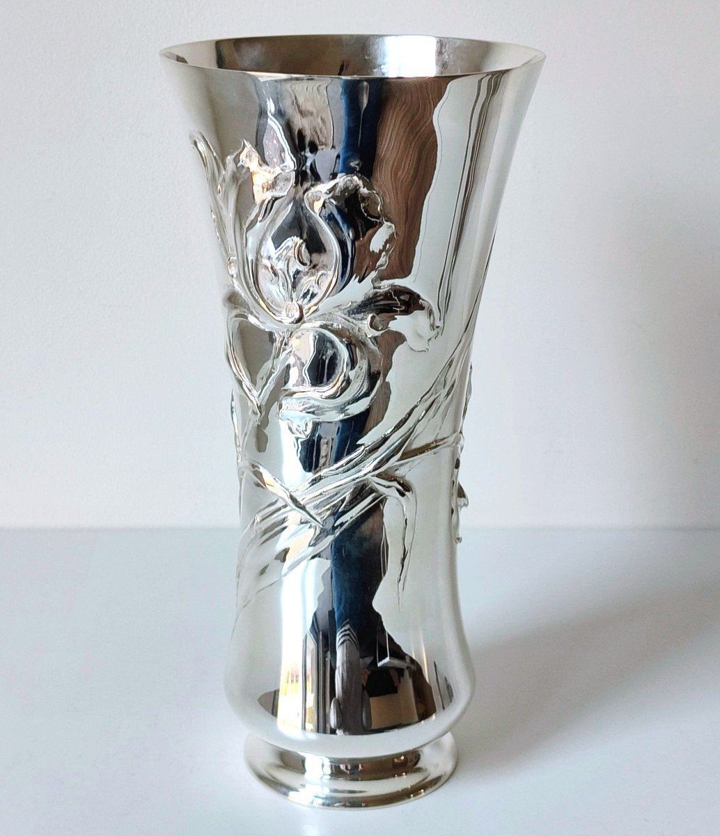 Art Nouveau Vase In Solid Silver Philippe Wolfers -photo-2