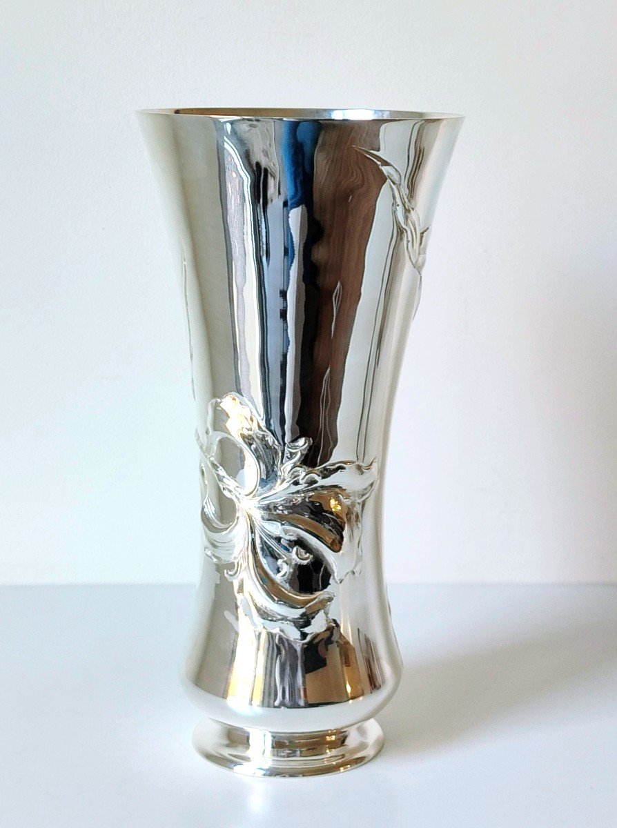 Art Nouveau Vase In Solid Silver Philippe Wolfers -photo-4