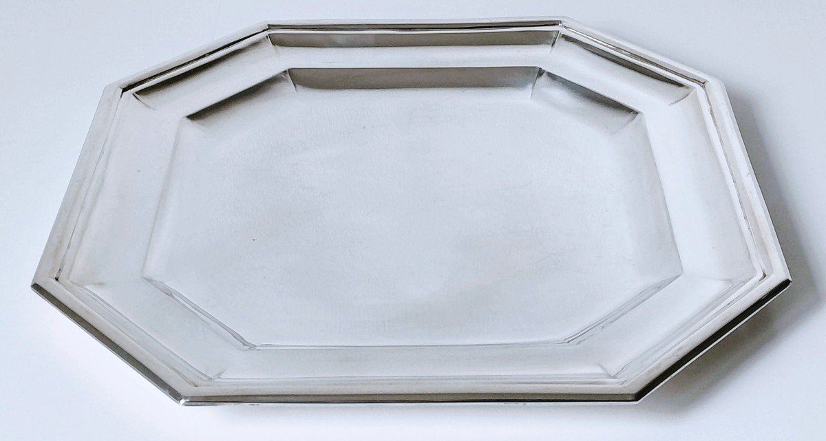 Plat de service art deco en argent massif 