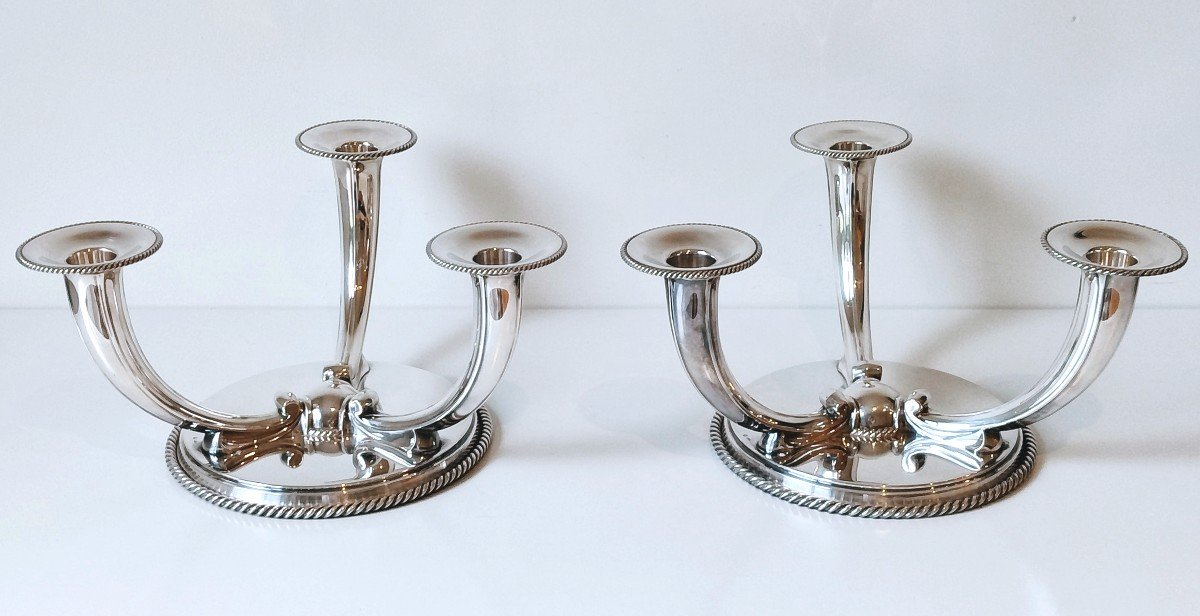 A Pair Of Wolfers Solid Silver Art Deco Candelabras -photo-2