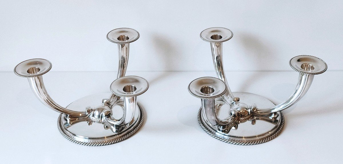 A Pair Of Wolfers Solid Silver Art Deco Candelabras -photo-3