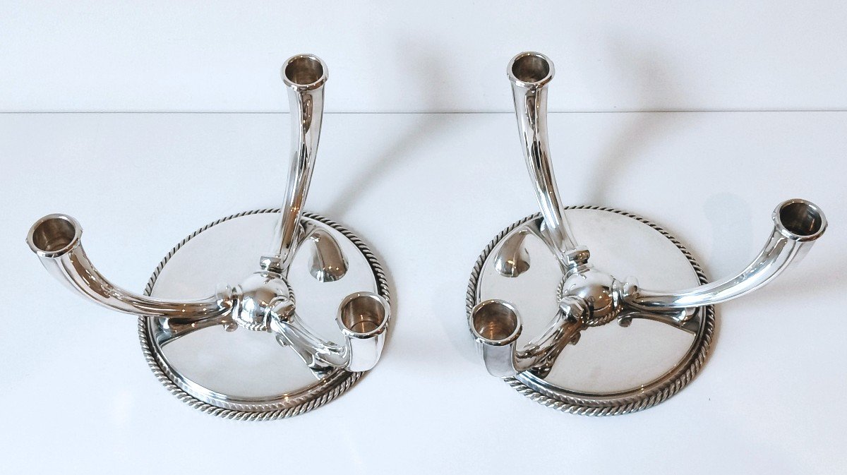 A Pair Of Wolfers Solid Silver Art Deco Candelabras -photo-1