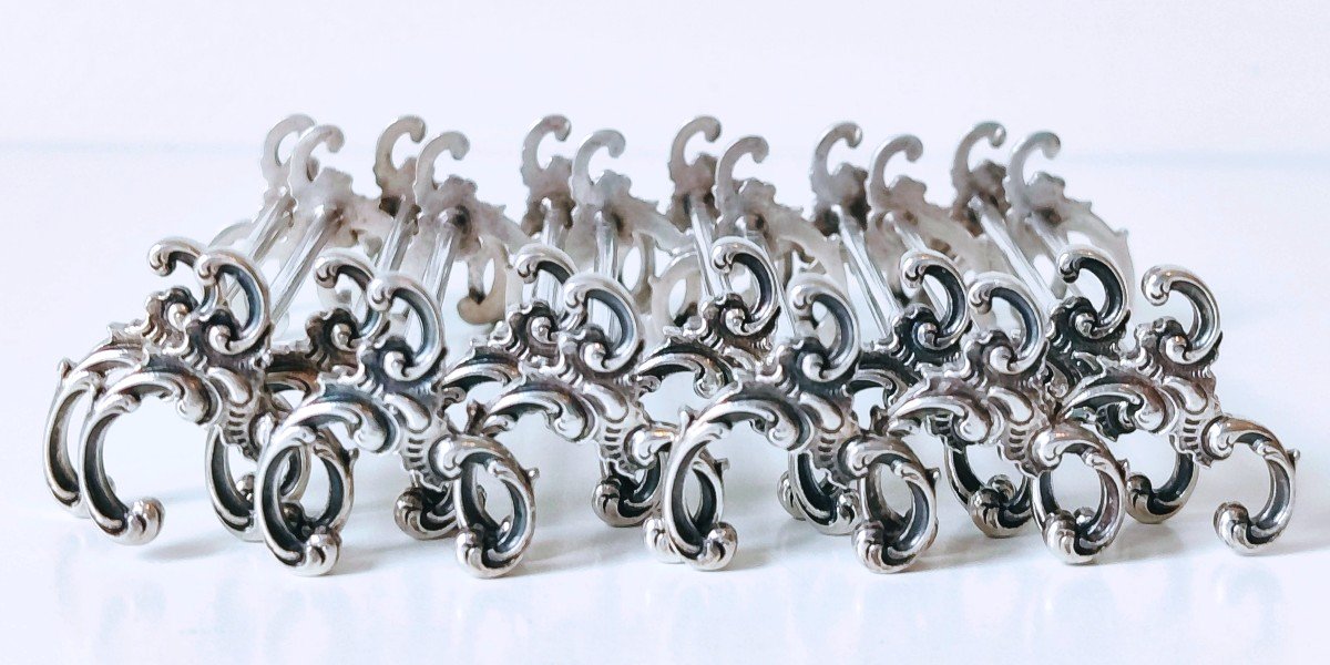 Twelve Solid Silver Knife Holders -photo-2