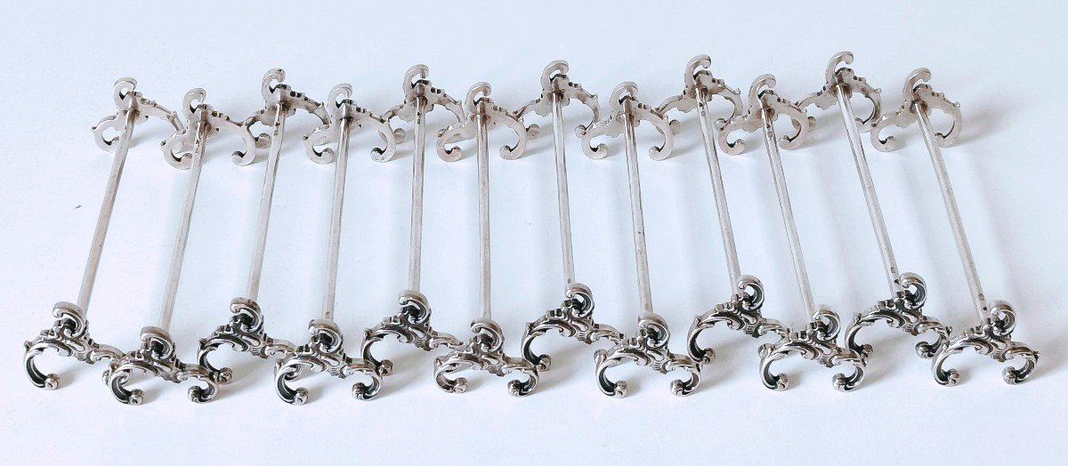 Twelve Solid Silver Knife Holders -photo-3