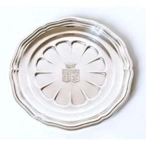 Solid Silver Coaster With Coat Of Arms Odiot 