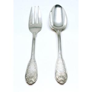 Six Cake Forks And Six Teaspoons In Solid Silver