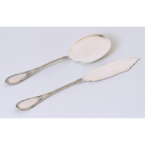 Cutlery For Serving Ice Cream In Solid Silver
