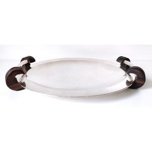 Art Deco Centerpiece In Solid Silver And Rosewood 