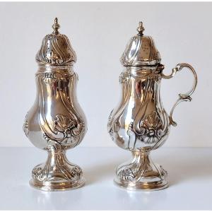 Solid Silver Sugar Shaker And Mustard Pot Antwerp 1760