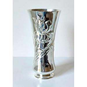 Vase art nouveau en argent massif Philippe Wolfers 