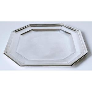 Plat de service art deco en argent massif 