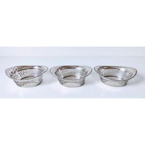 Three Solid Silver Candy Baskets 