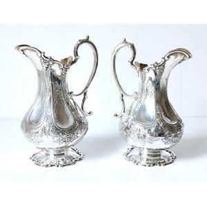 A Pair Of Martin Hall & Co Solid Silver Jugs