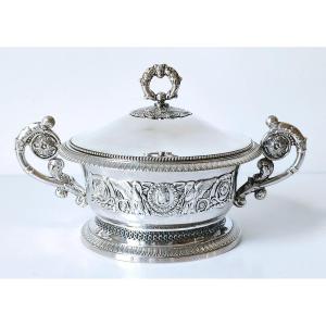 Drageoir, Sugar Bowl In Solid Empire Silver 