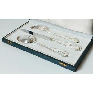  Solid Silver Table Cutlery Set With Belgian Royal Cipher 