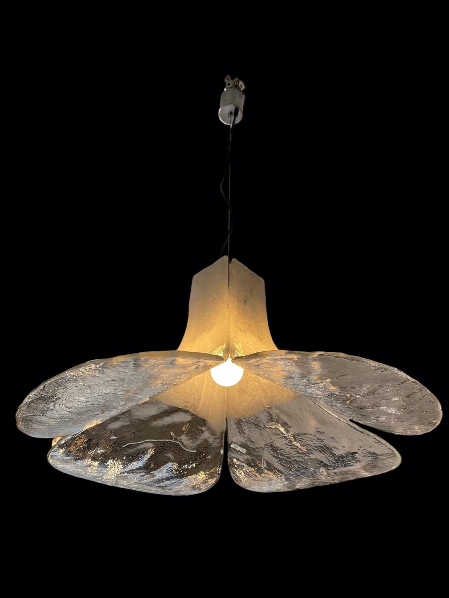 Murano Glass Pendant Lamp "flower" By Carlo Nason For Av Mazzega Year 70-photo-1